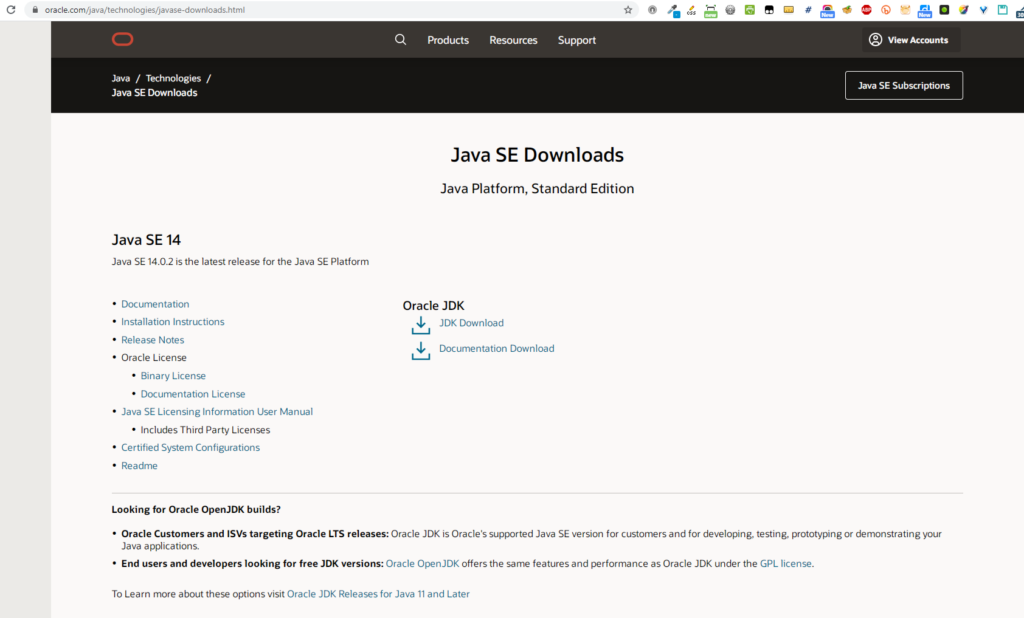 What you can see on the Java SE Download page