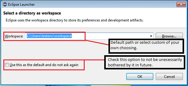 Eclipse workspace settings popup box